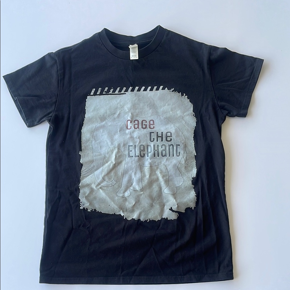 Source Unknown Black Graphic Tee with White and Red Accents